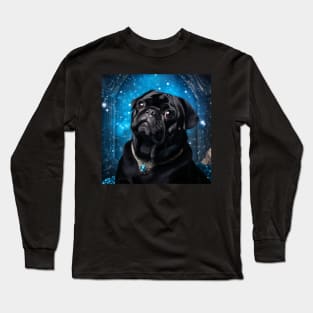 Gleaming Black Pug Long Sleeve T-Shirt